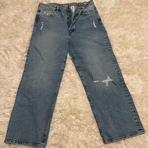 H&M &Denim Lightwash Distressed Stretch Ultra Highrise Vintage Straight Sz.12x26